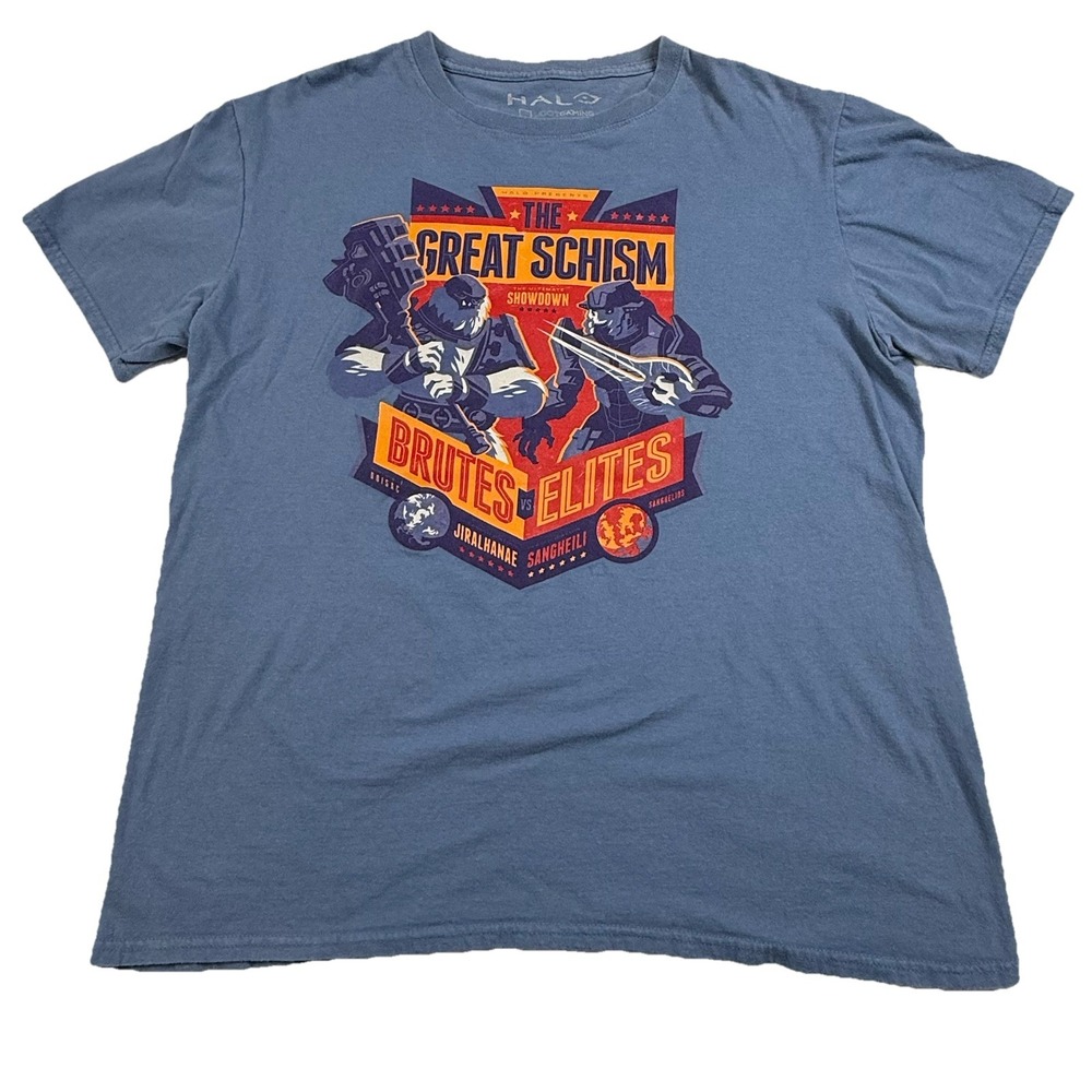 Halo The Great Schism Brutes Vs Elites T-Shirt Blue Men's Large Loot Gaming